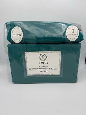 Queen Egyptian Cotton 6 Piece Sheet Set in Teal